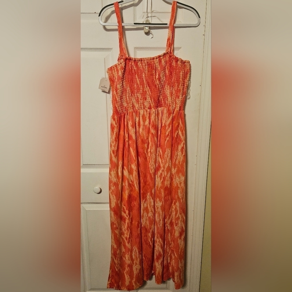 #072 Faded Glory- Orange tye dye maxi length sundress- Size: 3X - Picture 2 of 8